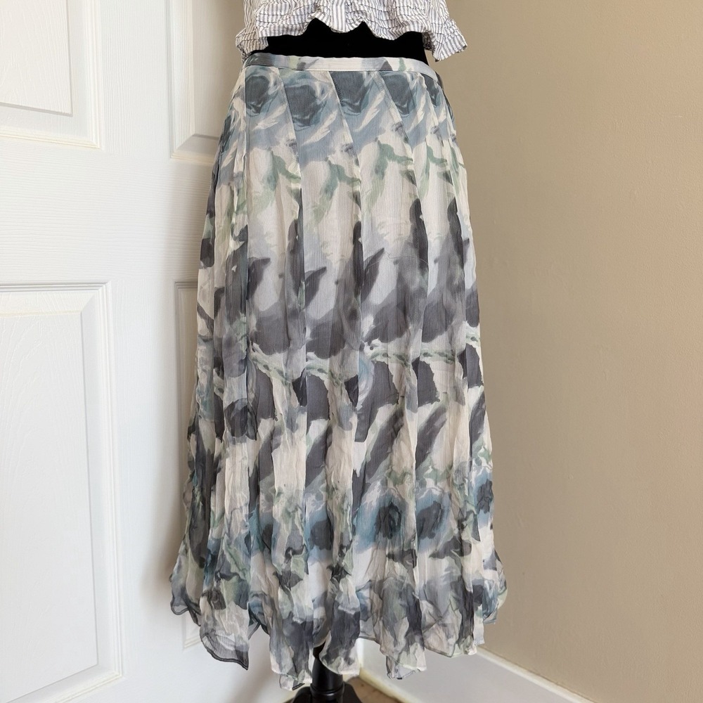 VTG 90s Silk Midi Skirt Womens (M) Floral Grunge Boho Y2K Fairy Festival Whimsy - Picture 2 of 5